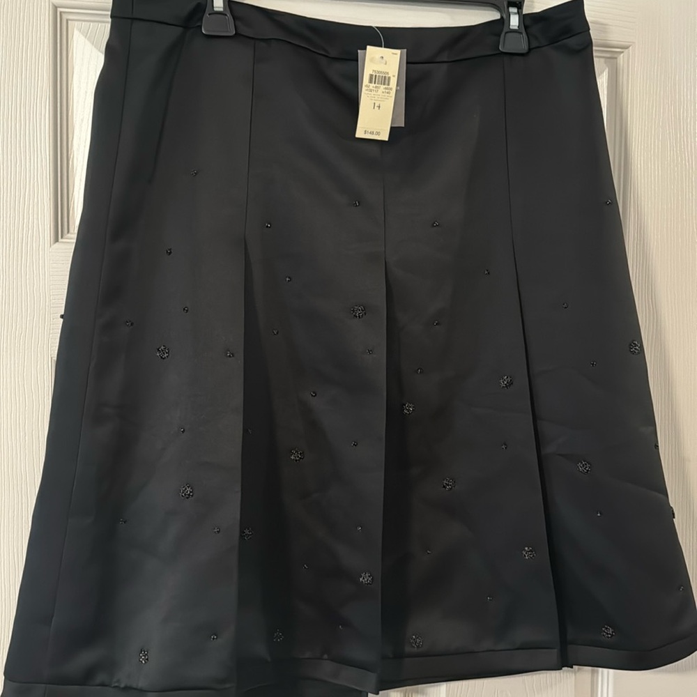 Ann Taylor Holiday A Line Silk Embellished Sparkle Skirt. Size 14 NWT
